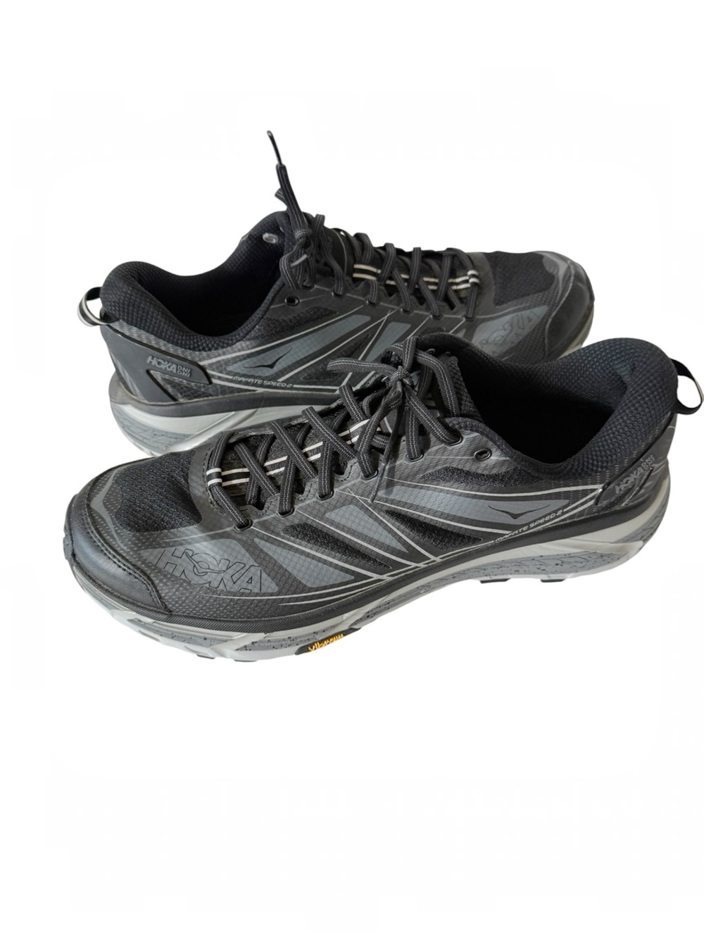 HOKA One One Mens Mafate Speed 2 Vibram Sole Black Castle Rock Sneaker Size 15